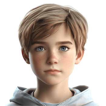 Portrait of Serious Young Boy with Brown Hair in Light Hoodie png
