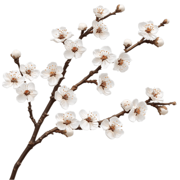 Natural Plum Tree Branch with Blooming Flowers for Spring Tmes png