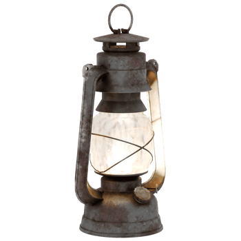 Render vintage kerosene lantern light with transparent background png