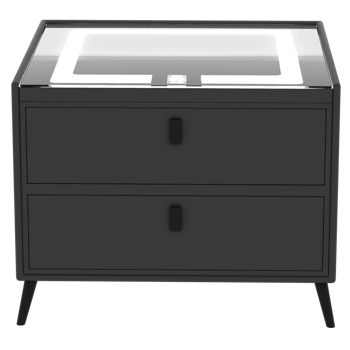 Render black modern nightstand with transparent background png