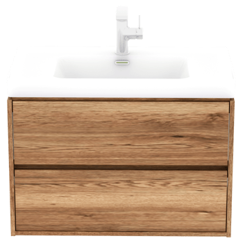 Render wooden bathroom sink cabinet with transparent background png