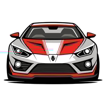 Sleek and Aggressive Front View of a High-Performance Racing Sports Car vector