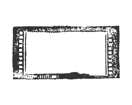 Horizontal film frame imprint, old grunge film strip, vintage frame. or film overlay, cinema, stamp. vector