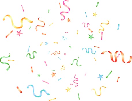 Festive banner with colorful fun explosion ribbons confetti for cards, holiday, festival, anniversary vector
