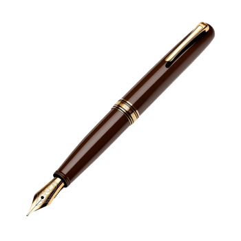 Maroon Fountain Pen with Gold Trim Angled View Luxury Writing Tool png