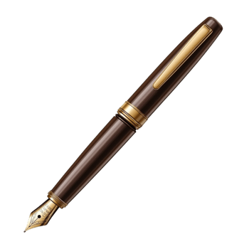 Elegant Brown and Gold Fountain Pen with Intricate Details Writing Instrument Still Life png