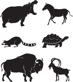 Wild Animals Set Silhouettes vector