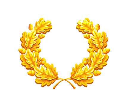 Golden laurel wreath badge, game asset or award vector