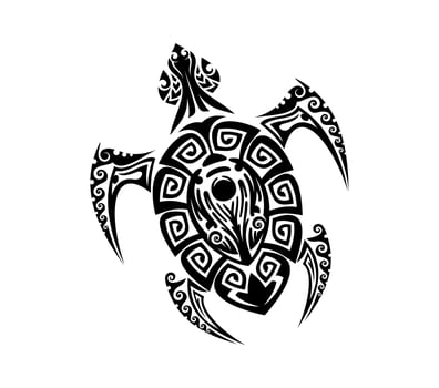 Maori tribal turtle tattoo, Polynesian ornament vector