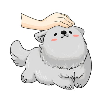 white dog lying illustration vector