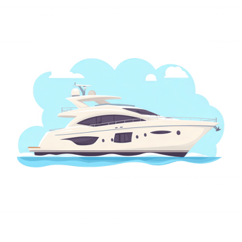 A luxury yacht sailing on calm waters, featuring modern design and elegant lines. Ideal for travel and leisure themes. png