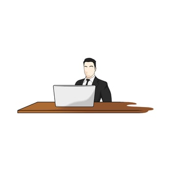 businessman is sitting in his workplace vector