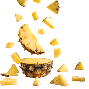 Falling Pineapple Chunks Studio Shot Transparent Background png