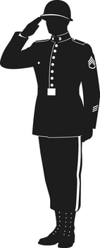 Military Soldier Saluting Side View - Black Silhouette Illustration vector