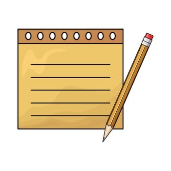 yellow notepad and pencil illustration vector