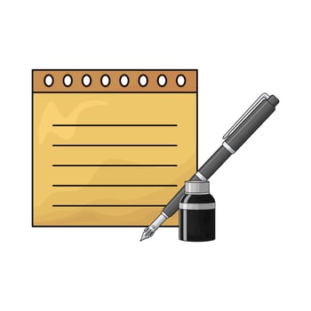 yellow notepad and fountain pen vector