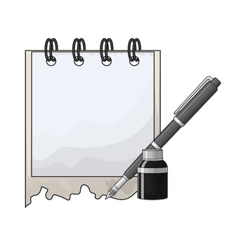 blank notepad with fountain pen illustration vector