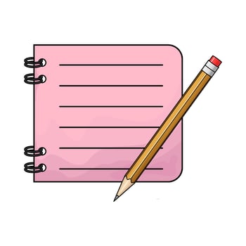 illustration of pink notepad with pencil vector