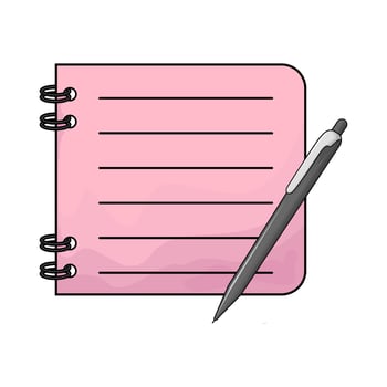pink notepad with pen illustration vector