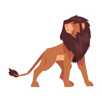 Proud Powerful Lion, Mammal Wild Cat Jungle Animal Illustration vector