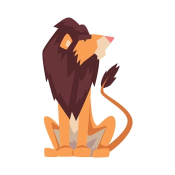 Powerful Lion, Mammal Jungle Animal Character Cartoon Illustration vector