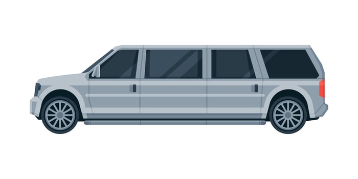 Limousine Car, Premium Luxurious Limo Vehicle, Side View Flat Illustration vector