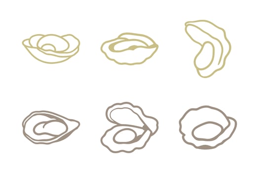 Oyster Outline Icon Set. Animal Illustration Design vector
