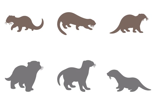 Otter Silhouette Icon Set. Animal Illustration Design vector