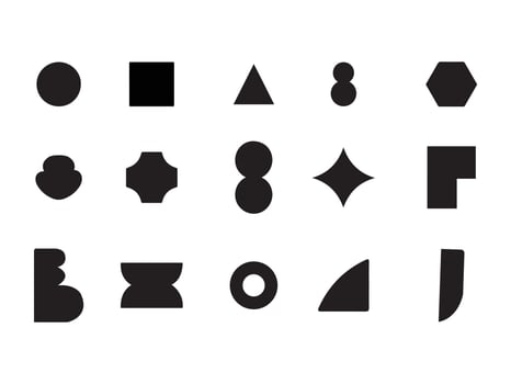 Collection of Simple Black Geometric Shapes on White Background vector