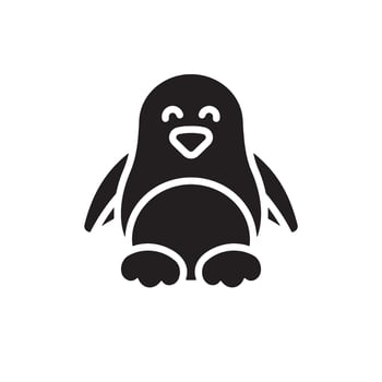 A black and white penguin icon on a white background vector