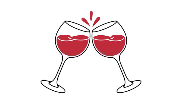 Cheers Toast Celebration with Red Wine Glasses Icon vector