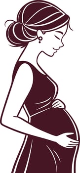 Pregnant Woman Silhouette Elegant Line Art Illustration vector