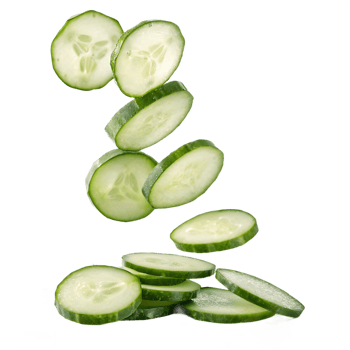 Fresh Cucumber Slices Falling in Studio Lighting Transparent Background png