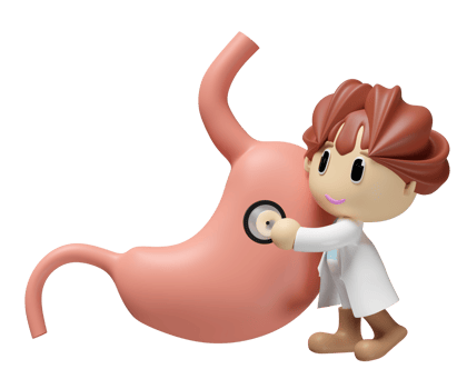 3d realistic human stomach with doctor holding a stethoscope isolated. health check concept, 3d illustration render png