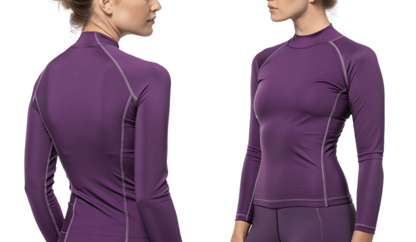 stylish mockup of purple rashguard designed for active wear, showcasing sleek fit and modern design perfect for water sports enthusiasts png