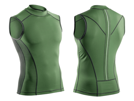 stylish mockup of green rashguard designed for active wear, showcasing its sleek fit and modern design perfect for sports enthusiasts png