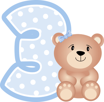 Teddy Bear Boy With Number Three png