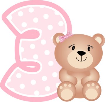 Teddy Bear Girl With Number Three png