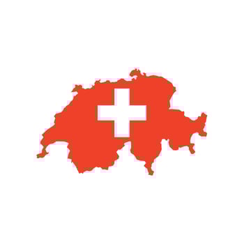 Illustration of a map of Switzerland divided into states and territories. White flat map with borders on a white background, featuring the national flag. Highly detailed map Europe vector