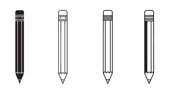Pencil silhouette and out line art illustration 4 set design great for minimalist school art tools hand drawn stationery artwork and creative logo elements vector