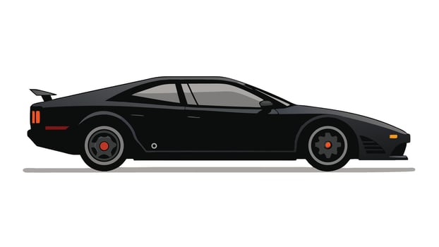 a black sports car Car icons, , flat cartoon cars and transportation. Cars, vans, cargo trucks, off-road, buses, sports cars, pickup trucks.on a white background vector