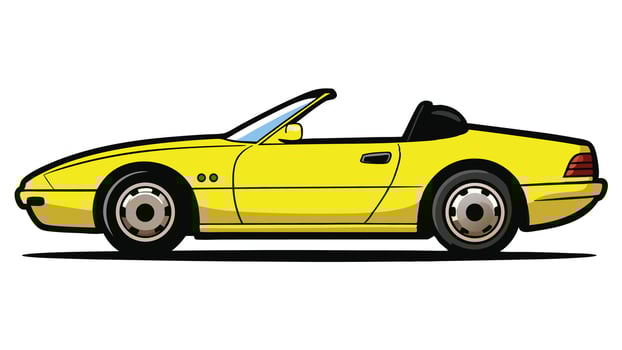 a cartoon yellow sports car on a white background vector