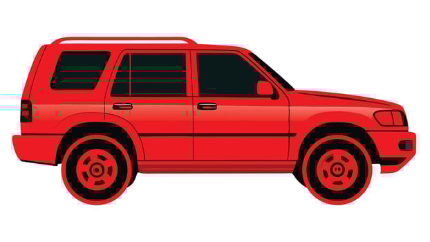 a red suv is shown on a white background vector