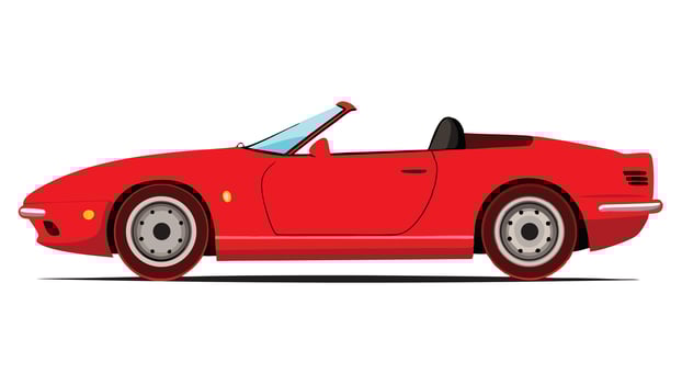 red sports car Car icons cartoon cars and transportation. Cars, vans, cargo trucks, off-road, buses, sports cars, pickup trucks. illustration vector
