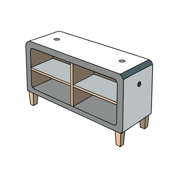 Modern TV Stand with Shelves Cartoon Illustration vector