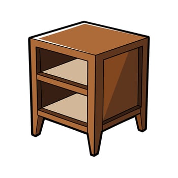 Illustration of a wooden nightstand with shelves and legs vector
