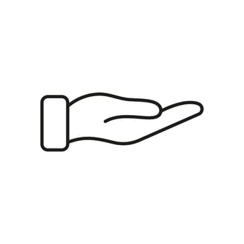 Open Hand Gesture Line Icon. Offering, Receiving, And Giving Symbol. Support, Help, And Assistance Representation. Editable Stroke. Isolated Illustration vector