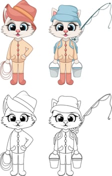 Cute Camping Cat Character for Kids vector