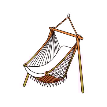 Cozy hammock chair illustration for relaxation time vector