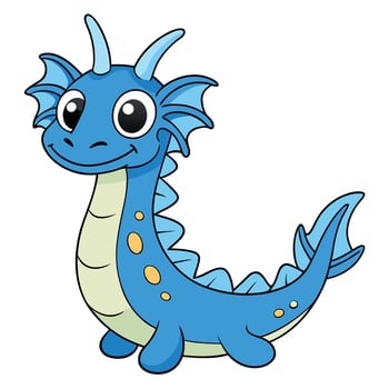 Cute cartoon blue dragon illustration with happy expression and friendly appearance vector